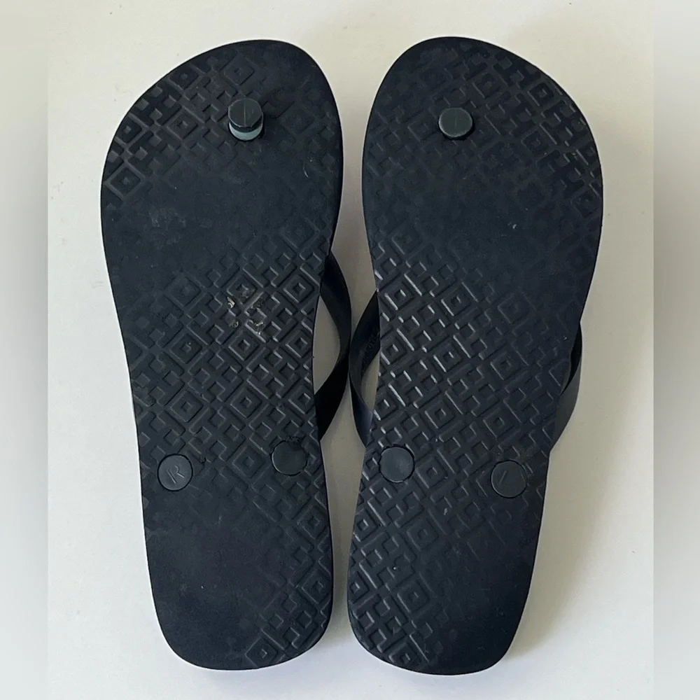 Tory Burch Black with Red Hearts Flip Flop Thong Sweetheart Sandals